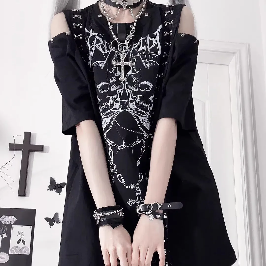 梦游双骷露肩T恤